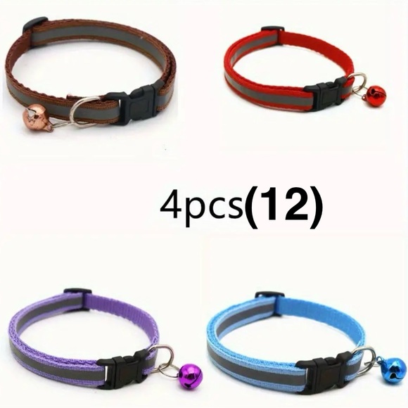Brand New Reflective Pet Collar with Bell for Cats and Dogs (4 pcs) - Picture 15 of 16